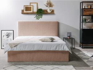 Ružičasti tapecirani bračni krevet s prostorom za pohranu s podnicom 160x200 cm Adele - Bobochic Paris
