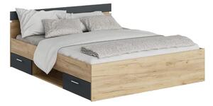 Zondo Bračni krevet 160 cm Michigin (hrast artisan + grafit) (s prostorom za odlaganje). 1096901