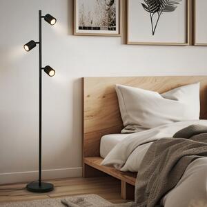 Briloner Podna lampa Ida, crna, s 3 žarulje, visina 141 cm, GU10, Crno, Dnevni boravak/blagovaonica, Metal