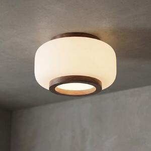 Quitani LED stropna svjetiljka Shiro, Ø 28 cm, drvo/staklo, CCT, prigušiva, Bijela, Dnevni boravak/blagovaonica, Staklo