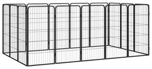 VidaXL Ograda za pse s 16 panela crna 50 x 100 cm čelik obložen prahom