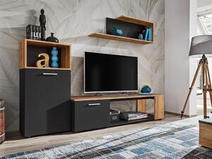 Zondo.hr Set za dnevni boravak Mantes ZWT1 (crna mat + hrast wotan). Akcija -20%. 1097673