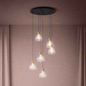 Stars of Light LED viseća lampa Terque, mesing, Ø 54 cm, 6-svjetiljka, prigušiva, Zlato / mjed, Dnevni boravak/blagovaonica, Staklo