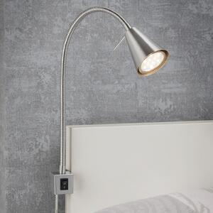 Briloner LED zidna lampa Tuso, nikal, montaža uz krevet, metal, Sivo, spavaća soba, Metal