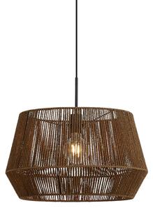 Hanglamp zwart met bruine papieren touw kap 50/50/30 - Combi 1