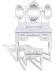 VidaXL Toaletni stolić sa stolcem i 3 ogledala bijeli