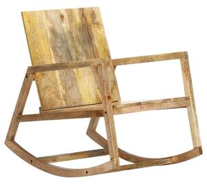 VidaXL Stolica za ljuljanje od prave kože i masivnog drva manga smeđa