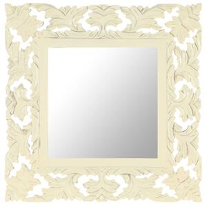 VidaXL Ručno izrezbareno ogledalo bijelo 50 x 50 cm masivno drvo manga