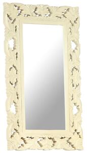 VidaXL Ručno izrezbareno ogledalo bijelo 80 x 50 cm masivno drvo manga