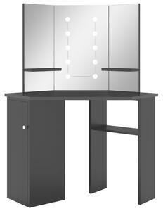 VidaXL Kutni toaletni stolić s LED svjetlima crni 111 x 54 x 141,5 cm