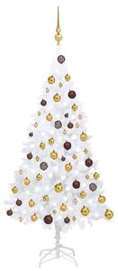VidaXL Umjetno osvijetljeno božićno drvce s kuglicama bijelo 120cm PVC