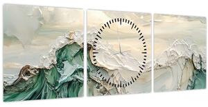 Slika - 3D morska apstrakcija (sa satom) (90x30 cm)