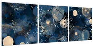 Slika - Plavo-zlatni prsteni (sa satom) (90x30 cm)