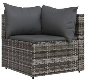 VidaXL Kutna vrtna sofa od poliratana s jastucima siva
