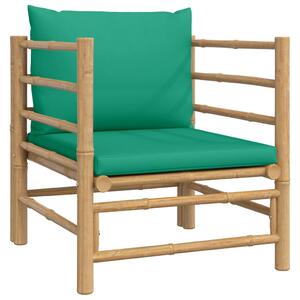 VidaXL Vrtna sofa od bambusa sa zelenim jastucima