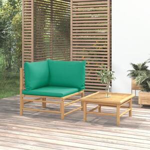 VidaXL 2-dijelna vrtna garnitura od bambusa sa zelenim jastucima