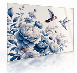 Staklena slika - Kolibri iznad cvijeta (70x50 cm)