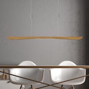 Quitani LED visilica Hiba, prirodni hrast, dužina 118 cm, prigušiva, Drvo, Dnevni boravak/blagovaonica, Drvo