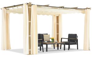 Pergola za terasu Barbados 3x4 m sa zavjesama Garden Point Woodlike-Beige