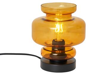 Retro stolna lampa crna s narančastim staklom - Denise