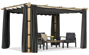 Pergola za terasu Barbados 3x4 m s vrtnim šiljastim zavjesama Woodlike-antracit