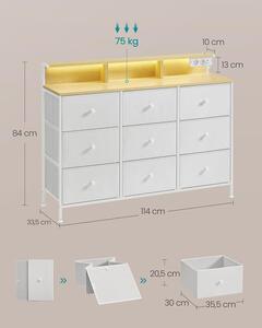 Komoda za skladištenje s LED osvjetljenjem, 33,5 x 114 x 84 cm, bijela | SONGMICS
