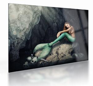 Staklena slika - Sirena na stijeni (70x50 cm)