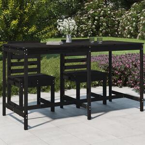 VidaXL Vrtni stol crni 203,5 x 90 x 110 cm od masivne borovine
