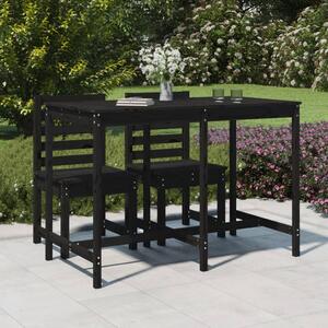 VidaXL Vrtni stol crni 159,5 x 82,5 x 110 cm od masivne borovine