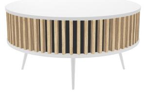 Drohmo MIX Ronda moderan okrugli stolić, 90x46x90 cm, bijela - hrast