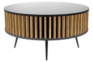 Riano MIX Ronda moderan okrugli stolić za kavu, 90x46x90 cm, crno - hrast