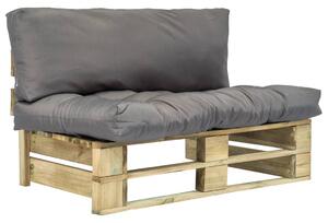 VidaXL Vrtna sofa od paleta od borovine sa sivim jastucima