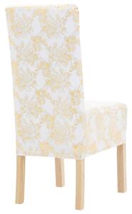 VidaXL Navlake za stolice 6 kom rastezljive bijele sa zlatnim uzorkom