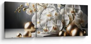 Slika - Orhideja i zlatne kugle (sa satom) (90x30 cm)
