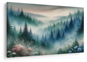 Slika - Šumski krajolik s maglom (90x60 cm)
