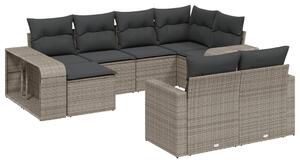 VidaXL 10-dijelni set vrtnih sofa od poliratana s jastucima sivi