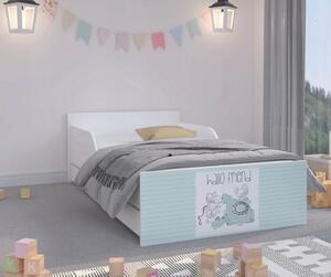 Moderan dječji krevetić s uznožjem boje mentola 180 x 90 cm s miševima