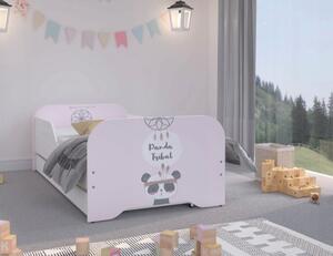 Ružičasti krevet za djevojčice s pandom 140 x 70 cm