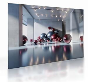 Staklena slika - 3D prostor s kuglama II. (70x50 cm)