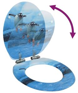 VidaXL Toaletna daska s mekim zatvaranjem MDF s uzorkom pingvina