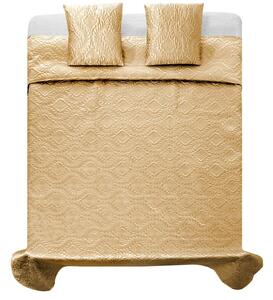 Luksuzni satenski prekrivač za bračni krevet u bež boji s motivima 220 x 240 cm