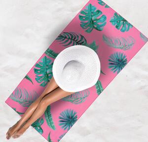 Originalni ružičasti ručnik za kupanje s motivom lišća