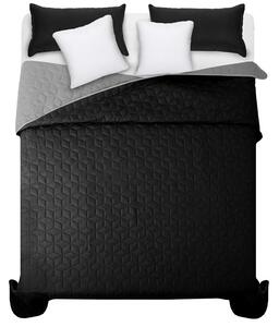 Crno-sivi prekrivač za bračni krevet s elegantnim prošivanjem 200 x 220 cm