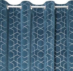 Plave ukrasne zavjese s vješanjem na metalne karike 135 x 250 cm
