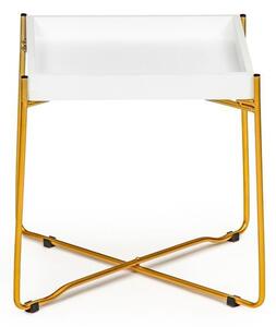 Elegantan bijeli stolić za kavu sa zlatnim nogama