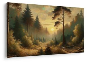 Slika - Sunce koje sja kroz šumu (90x60 cm)