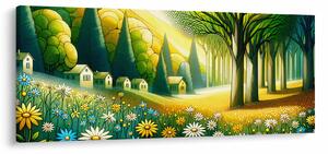 Slika - Selo u žuto-zelenoj boji (120x50 cm)