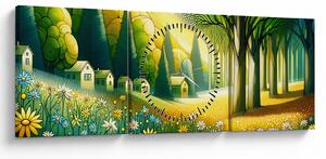 Slika - Selo u žuto-zelenoj boji (sa satom) (90x30 cm)