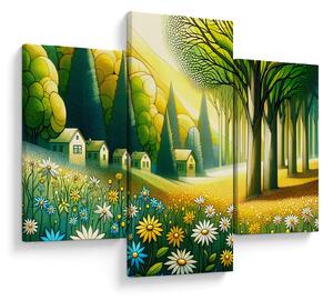 Slika - Selo u žuto-zelenoj boji (90x60 cm)