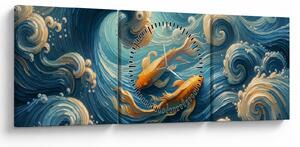 Slika - Zlatne ribe (sa satom) (90x30 cm)